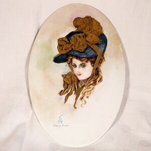 Barry Bruce Gerold Porzellan Bavaria Signed Painted Woman Porcelain Oval Tray